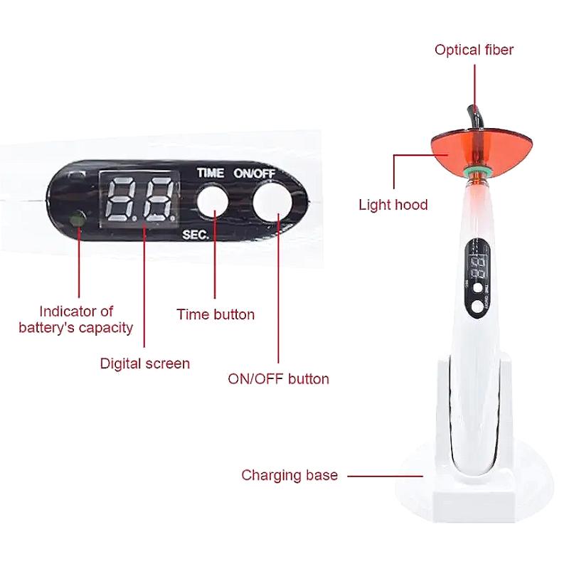 Стоматология Беспроводная светодиодная отверждающая лампа 5 Вт LED-B 110 В-240 В Отверждающие композиты Инструменты/Оборудование для оральной терапии