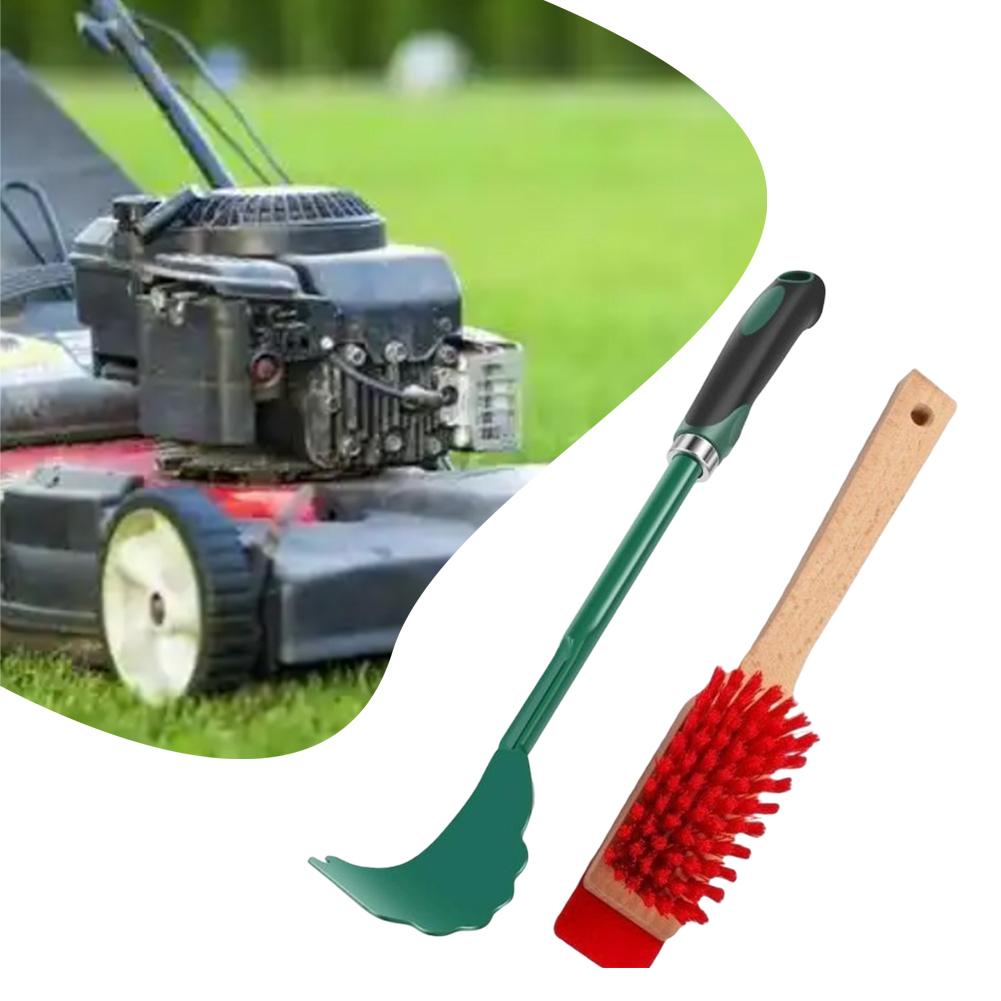 Gardening Tool Set With Brush And Scraper For Lawn Mower Blade And Yard Equipment Cleaning For Grass And Debris Removal
