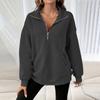 Women's Hoodies Solid Color Loose Half Zip Big Pockets Long Sleeve Sweatshirts Casual Versatile Daily Simple Pullover Autumn Winter