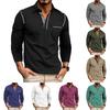 Men's Solid Color Button Lapel Long Sleeve Top Men's Casual Fashion Long Sleeve Top