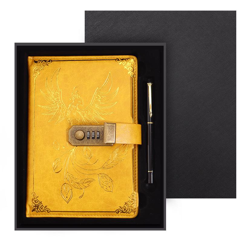 Подарочный набор из ретро-блокнота с паролем формата А5: Ежедневник деловых встреч в офисе с возможностью настраиваемого логотипа.