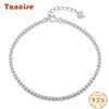 Tancise Women Zircon 925 Sterling Silver Jewelry Geometric Bead Chain Link Bracelet  Fashion Fine Wedding Gift for Girlfriend