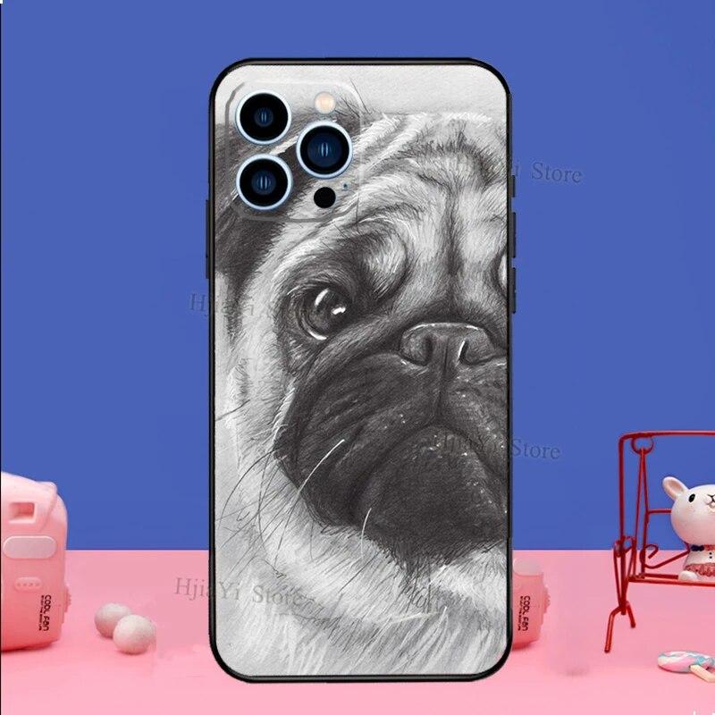 Чехол для телефона с собакой-мопсом для iPhone Samsung Galaxy Redmi Xiaomi Oppo OnePlus Note SA 7 8 9 10 11 12 13 14 20 21 22 23 53 54 Pro Max Plus Ultra TPU Soft