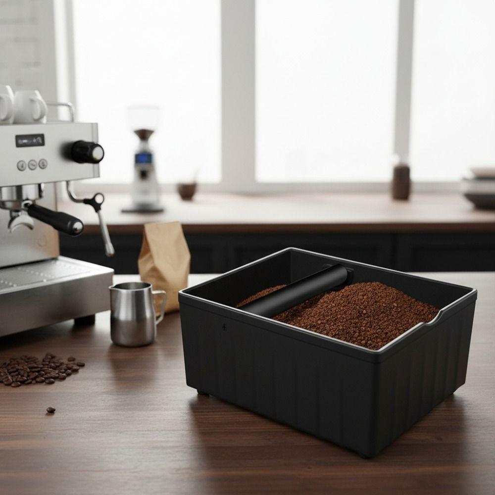 with Tapping Rod Coffee Knock Box Large Capacity Coffee Grind Waste Bin Baristas