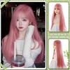 WTB Long Straight Multicolor Synthetic Wig Female Long Straight Hair Cosplay Natural Air Straight Bangs Wig