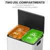 50L Dual Compartment Stainless Steel Bin With Deodoriser Holders Silver