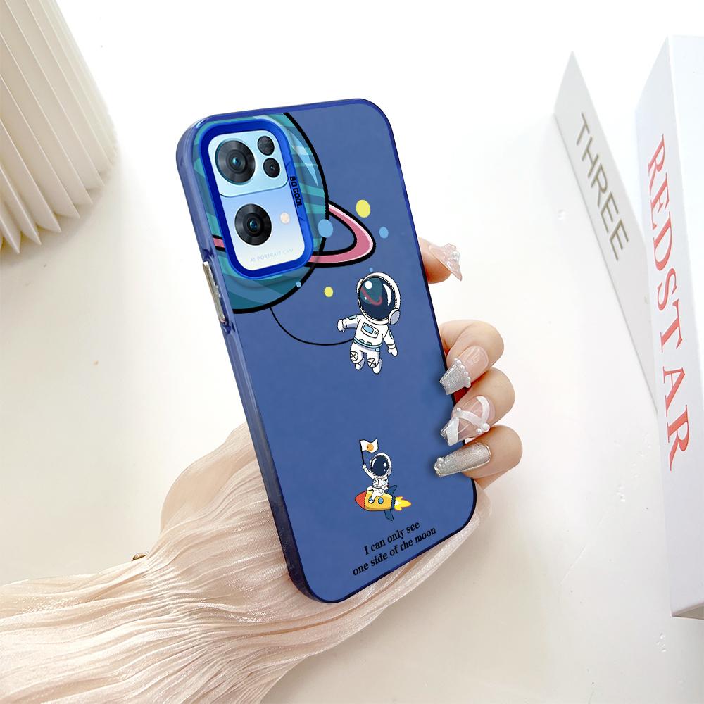 Окрашенный узор, цветной серебристый, двухсторонний, жесткий, противоударный чехол для телефона с защитой от падений для OnePlus OPPO Reno Realme