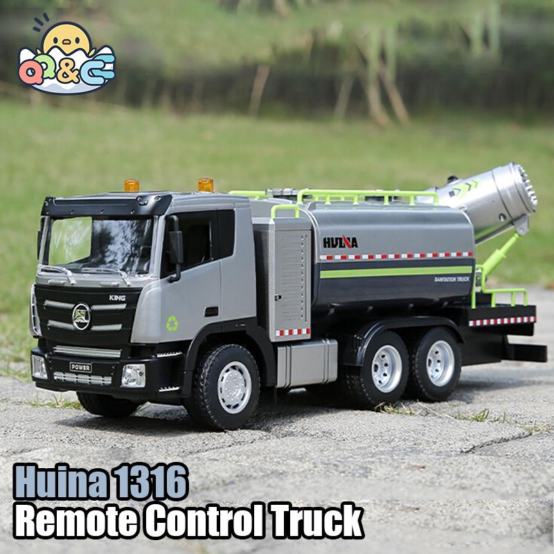 non-toxic Huina Alloy Rc Truck Remote Control Car 9-Channel Dust Suppression Spray Gun Sanitation Vehicle Cleaning Sprinkler Toys for Kid