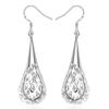 925 Sterling Silver Water Droplet/raindrop Perforated Earrings, Fashionable Wedding Jewelry