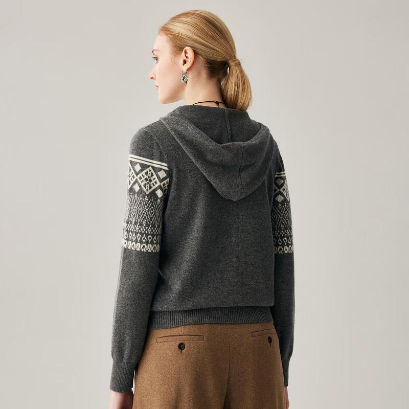 Zhaojun Women's Fair Isle Hooded Cashmere Sweater
