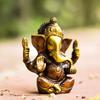 Яркая статуэтка сидящего Ганеши, Bright Sitting Ganesha Statue, Handmade