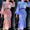 2021 Autumn New Bohemian Print Long-sleeved Top + Long Skirt Suit Women
