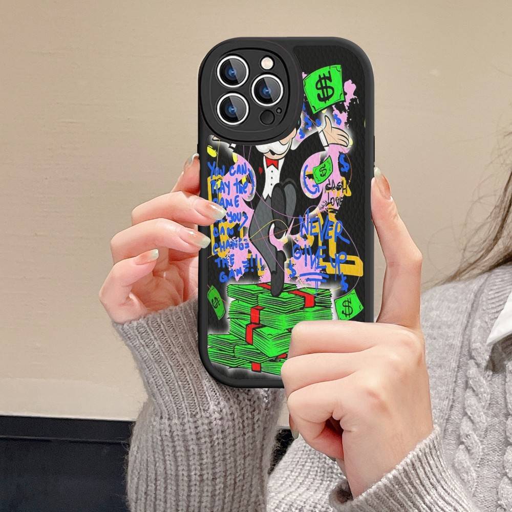 Cartoon Dollar Monopolys Phone Case Hard Leather For iPhone 16 15 14 13 12 Mini 11 14 Pro Max Xs X Xr 7 8 Plus Fundas