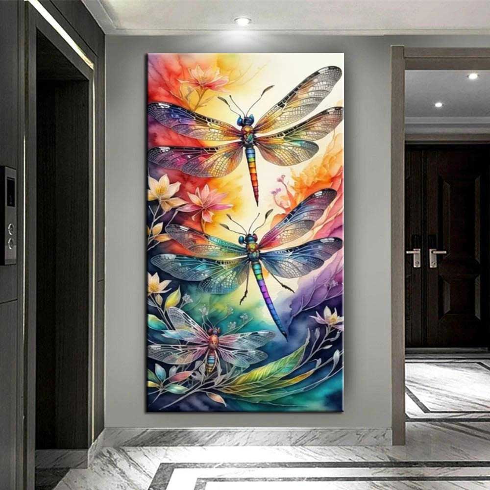 5D DIY Diamond Painting Colorful Dragonflies and Butterflies Picture Mosaic Embroidery Full Drill Cross Stitch Rhinestones Home Decor J3734