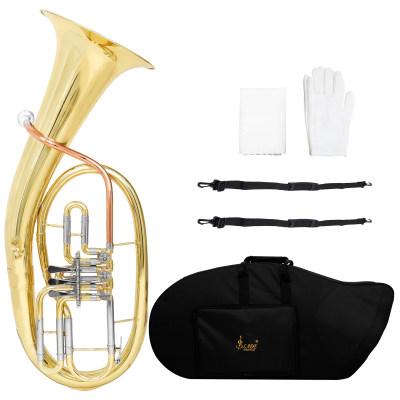 SLADE B Flat Euphonium Triple Key Brass Body Tenor Horn Professional Brass Musical Instrument Set with Wipes Gloves Bags Parts