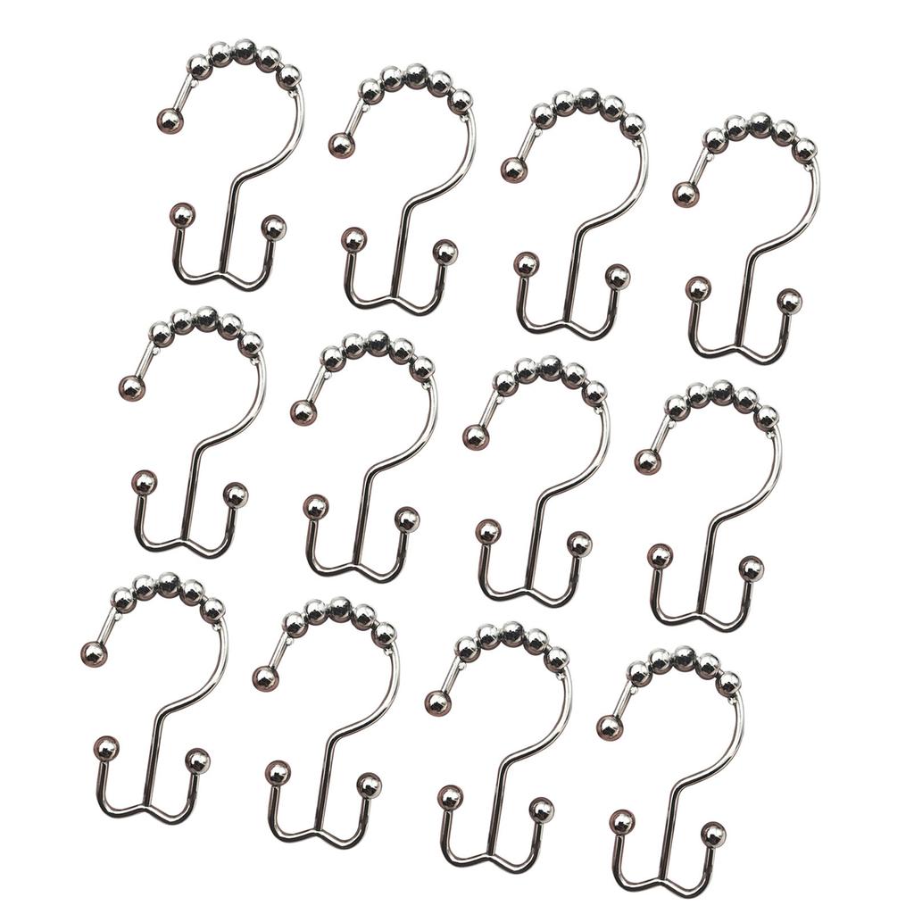 12Pcs Shower Curtain Hooks Rings Rust Resistant Stainless Steel Double Glide Shower Hooks for