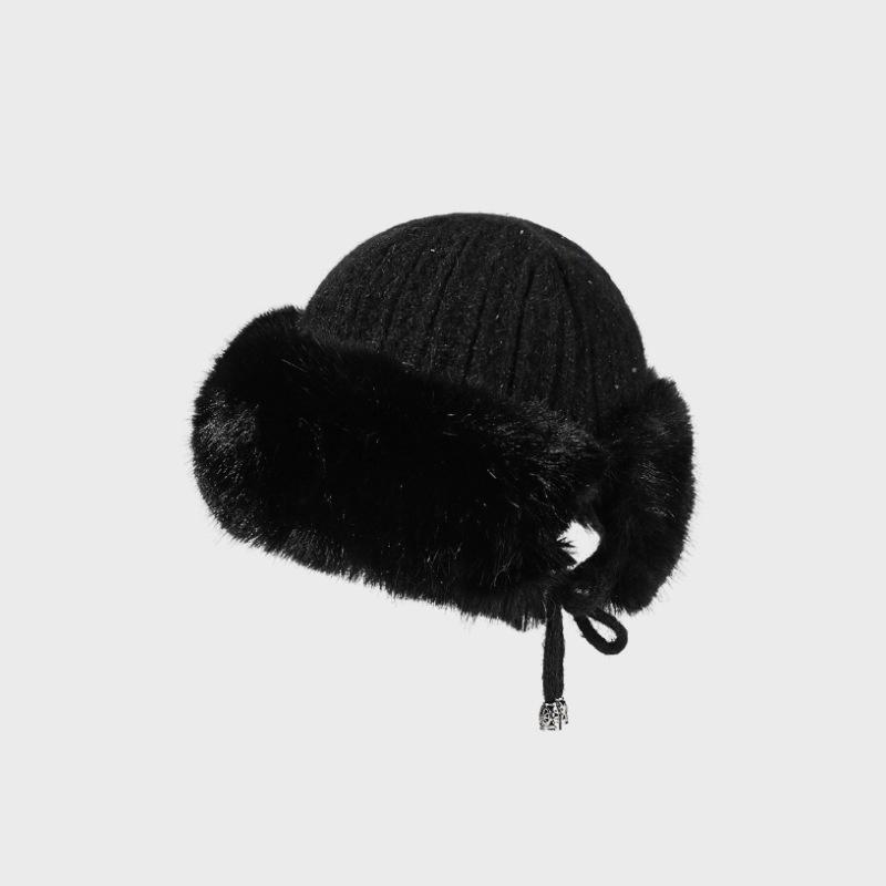 Knitted Hat Women's Autumn Winter Ear Protection Rabbit Plush Wool Hat