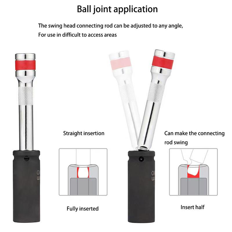 9pcs 1/2 3/8 1/4 Inch Ball Head Wobble Extension Length Bar Set For Socket Ratchet Accessory Tool Chrome Vanadium Steel