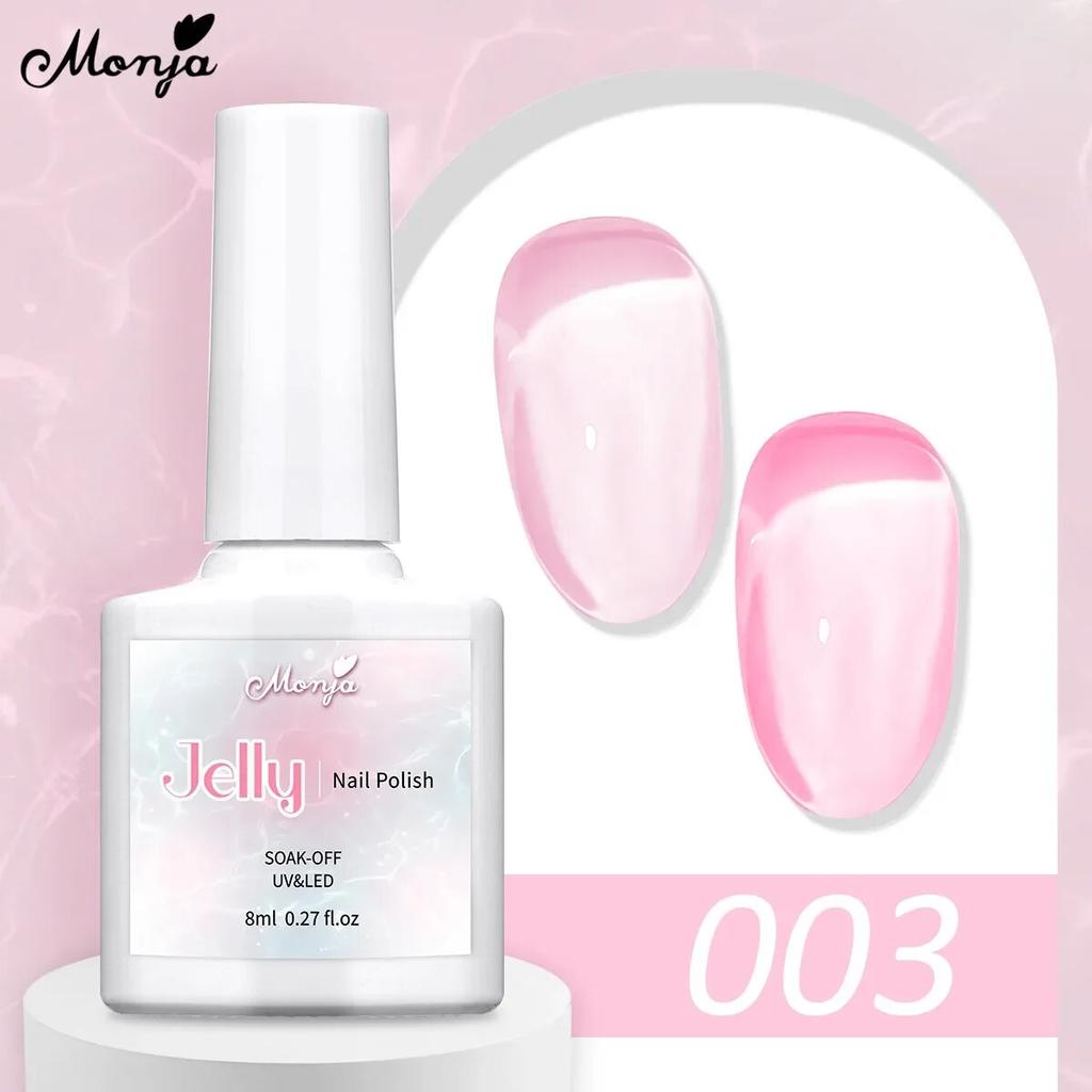 monja 8 мл желейный УФ-гель для ногтей, полупрозрачный ледяной телесный розовый дизайн маникюра, отмачиваемый лак, гибридный лак цвета