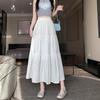 2024 Переливающаяся белая А-силуэта юбка миди из марли с высокой талией - Фея Лета