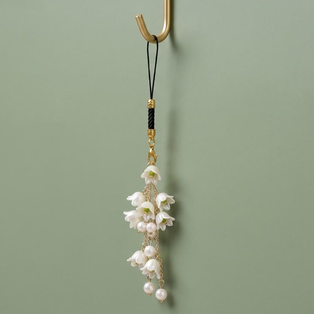 Elegant Flower Pendant Ornaments Tassel Keychain Key Ring Phone Lanyard Key Decor
