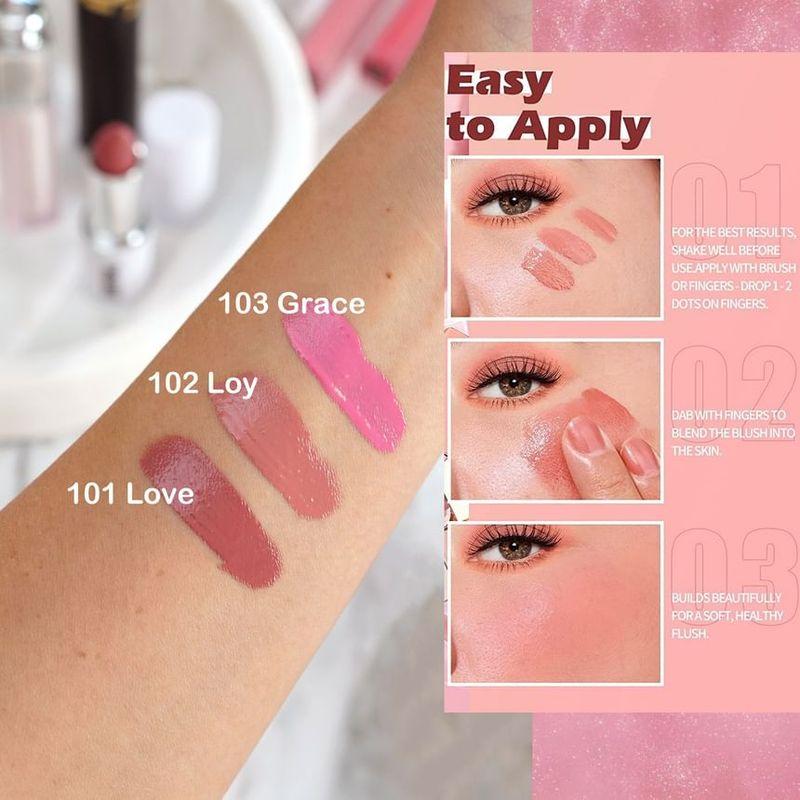 BEAUTY GLAZED - Натуральные Розовые Жидкие Румяна - 3 Цвета