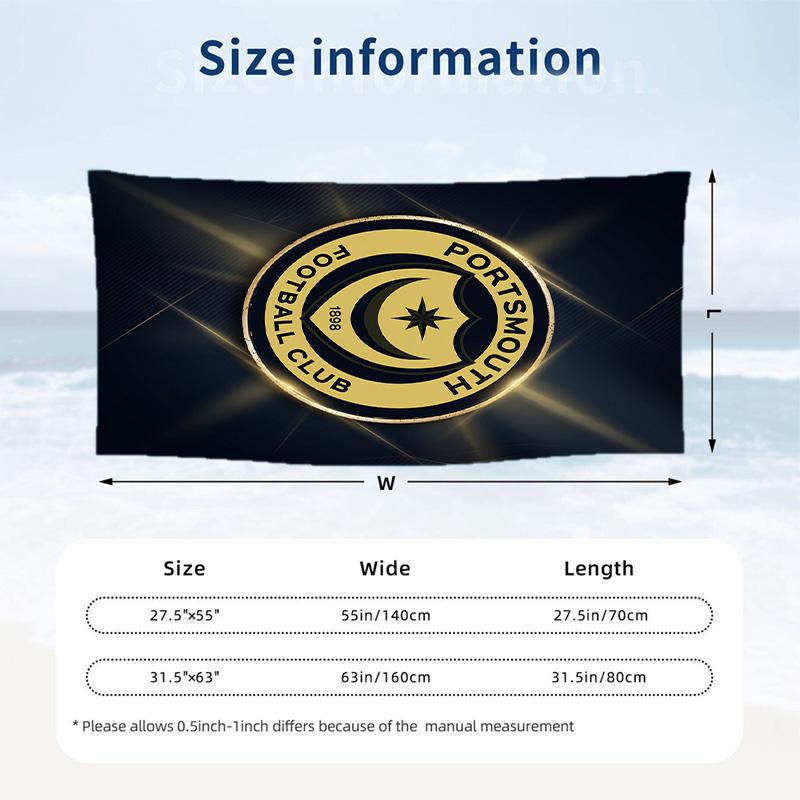 Полотенце для пляжа Portsmouth FC, быстросохнущее, из микрофибры, впитывающее, портативное, для путешествий, для плавания