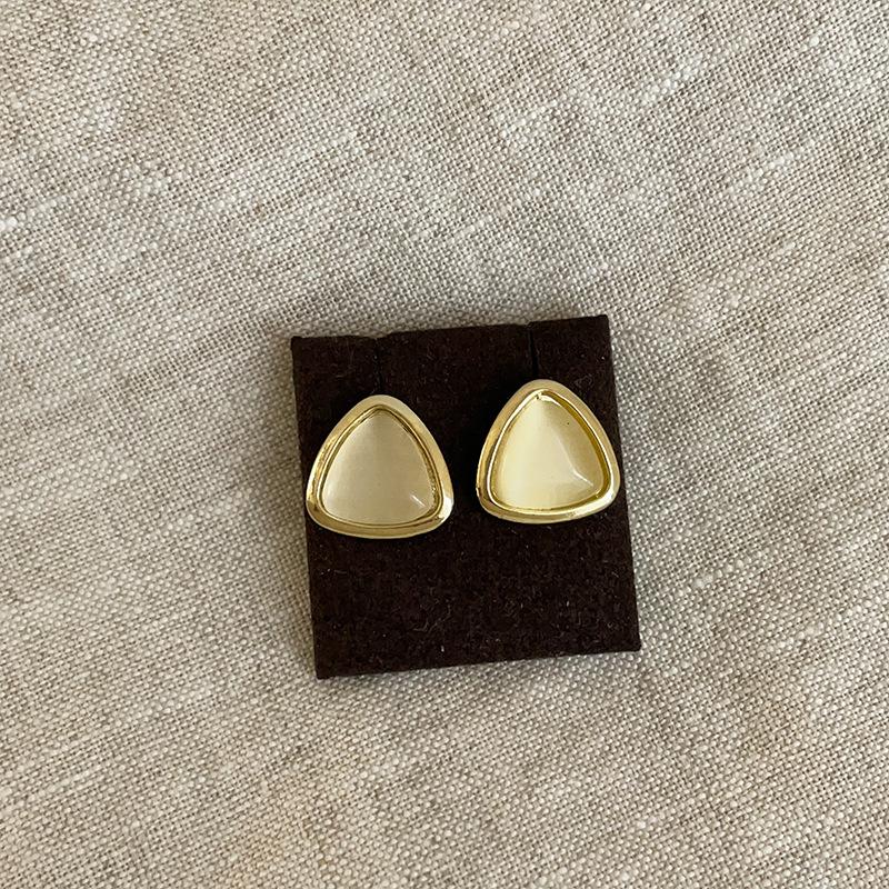 Серьги-гвоздики High Sense Geometric Gold Opal, женские, простые, индивидуальные, модные, темпераментные, универсальные серьги для поездок на работу