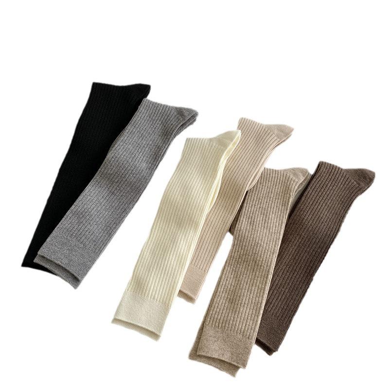 Женские шерстяные носки из телячьей шерсти - японские ретро-полосатые, однотонные, длинные, для осени/зимы