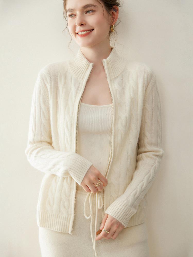 Women's Thick Cashmere Stand Collar Cardigan Sweater