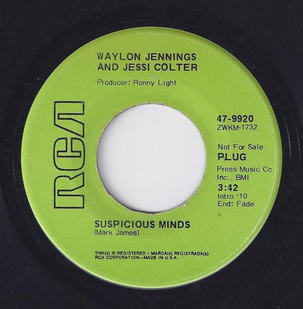 7inch Record WAYLON JENNINGS & JESSI COLTER - Suspicious Minds 479920 RCA Victor 1970 US Folk Used