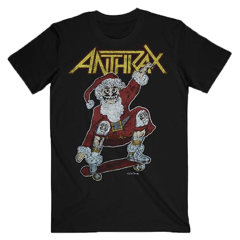 Men's Anthrax Vintage Christmas (Back Print) Slim Fit T-shirt Small Black
