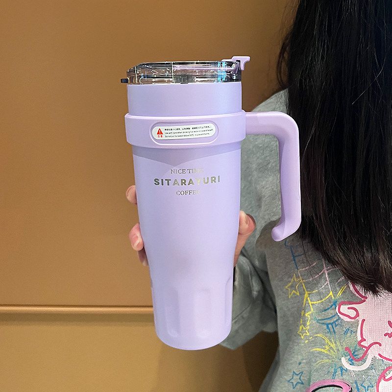 2025 New Model 304 Stainless Steel Ice Cup, High-Looking, Large-Capacity Thermos Cup, Home Office Straw Cup