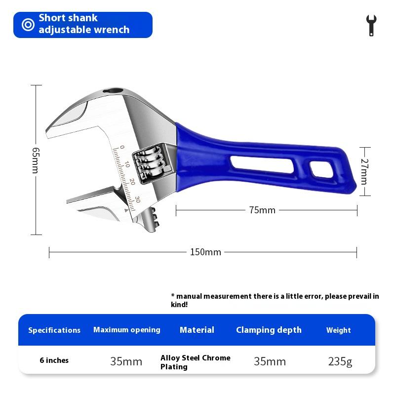 RAYENR Adjustable Wrench Stainless Steel Universal Spanner Bathroom Wrench Household Large Open Plumbing Repair Tools