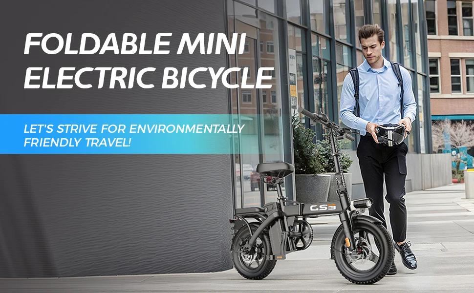 TOOFLY GS3 Folding Electric Bicycle 250W 48V15AH Adult Travel City Commuter Electric Bike 14*2.125 Inch Tire Mini E-bike