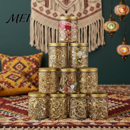 Металлический Ассортимент Украшений Mystery Jar для Женщин, Винтажный Набор-Сюрприз, Случайный Стиль Подарочная Смешанная Коробка с Ожерельями, Серьгами, Кольцами, Браслетами,
