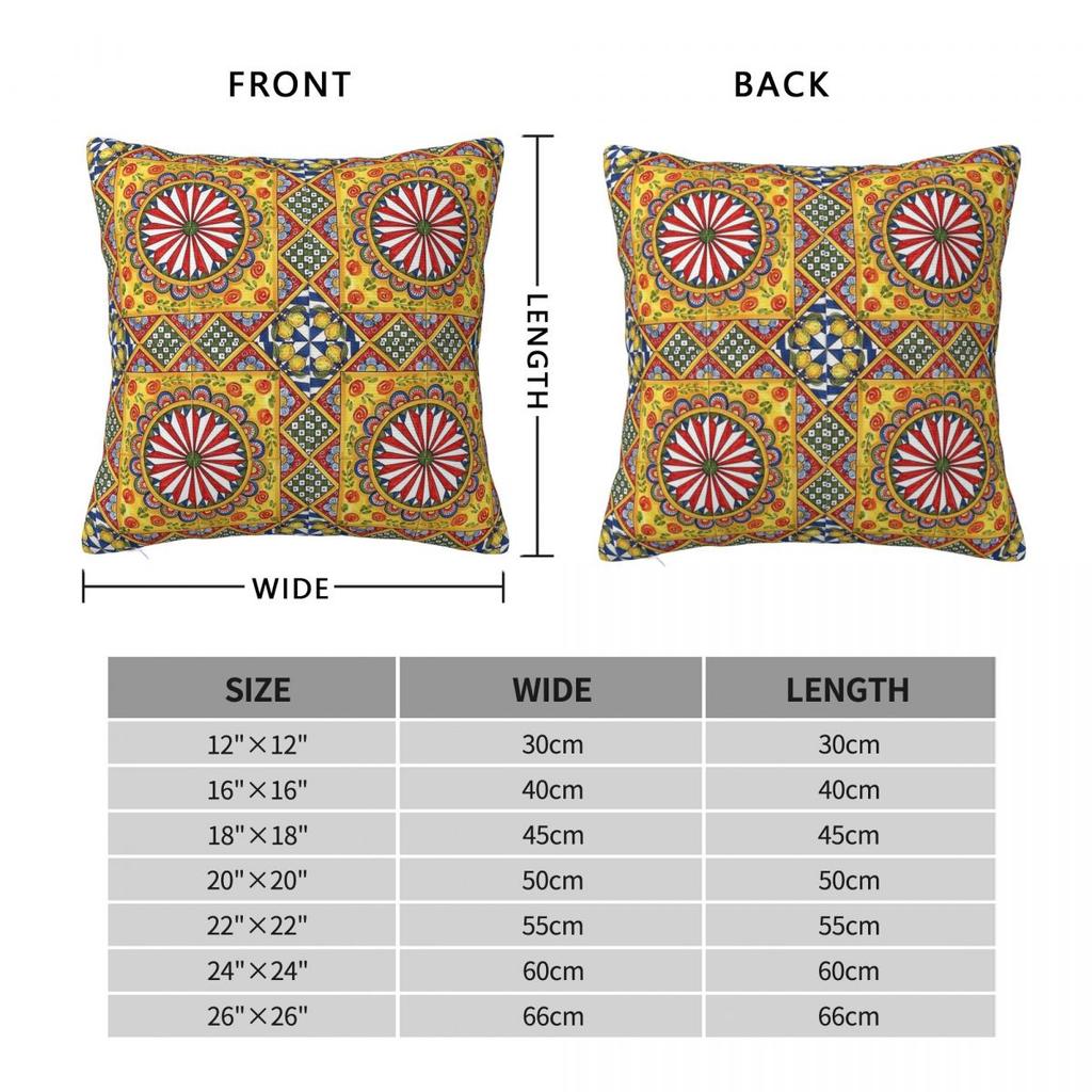 Sicilian Italy Arabesque Square Pillowcase Polyester Linen Velvet Pattern Zip Decorative Sofa Cushion Cover