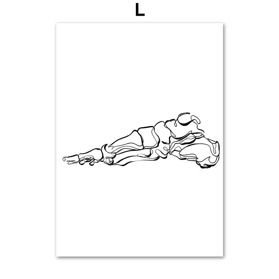 Wall Art Print Canvas Painting Human Anatomy Abstract One Line Bone Heart Tooth Nordic Poster Decor Pictures Medical Office Room