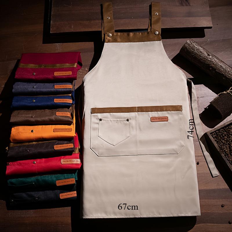 1 шт. Унисекс Регулируемый фартук с карманами, Полиэстер 100% Не тянущийся, Обычная посадка, Без рукавов, Н-образный подол, Тканый для приготовления пищи, выпечки, работников ресторана