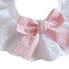 Pet Lace Bib Collar Adjustable Pet Bandana with Bow Handmade Sweet Lace Neck Scarf for Pet Birthday Dress Up Accessories