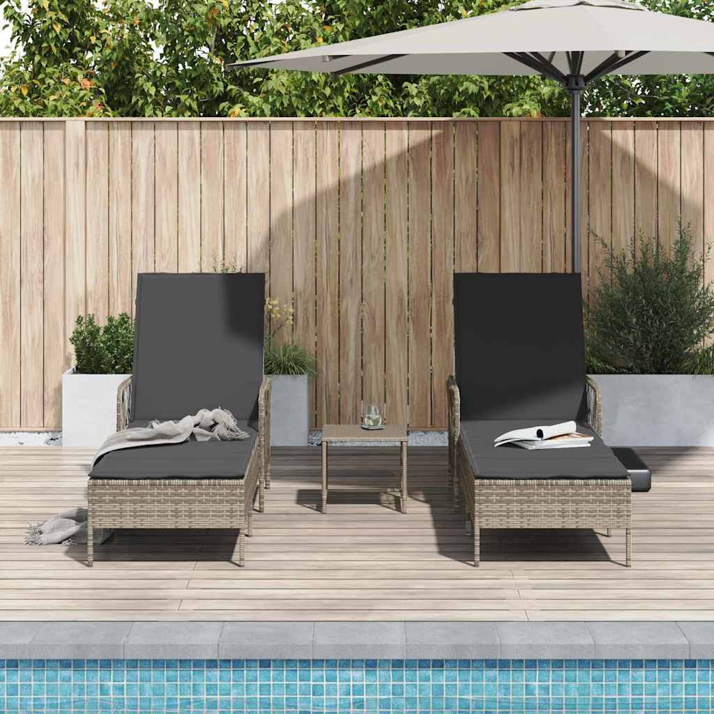Sun Lounger Set 3 pcs Grey and Dark Grey 55 x 200 x 92 cm