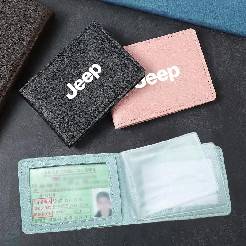 Car Driver License Cover Driving Documents Case Holder For Jeep Grand Cherokee Wrangler JK Gladiator Compass Renegade Patriot ALX1