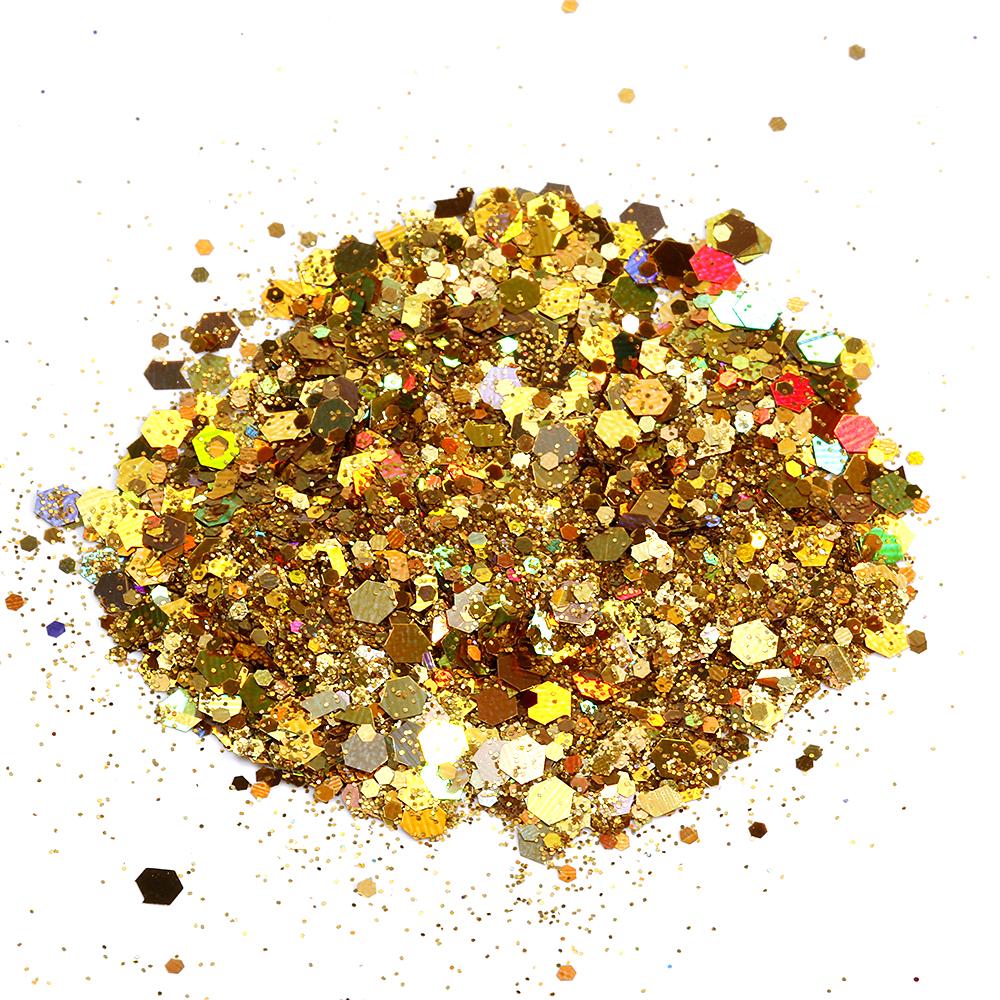 50g/bag Holographic Silver Chunky Glitter Sequins 0.2/1/2.5 Ultra-Thin Mixed Hexagon Nail Flakes Face Make Up Nail Art Glitter