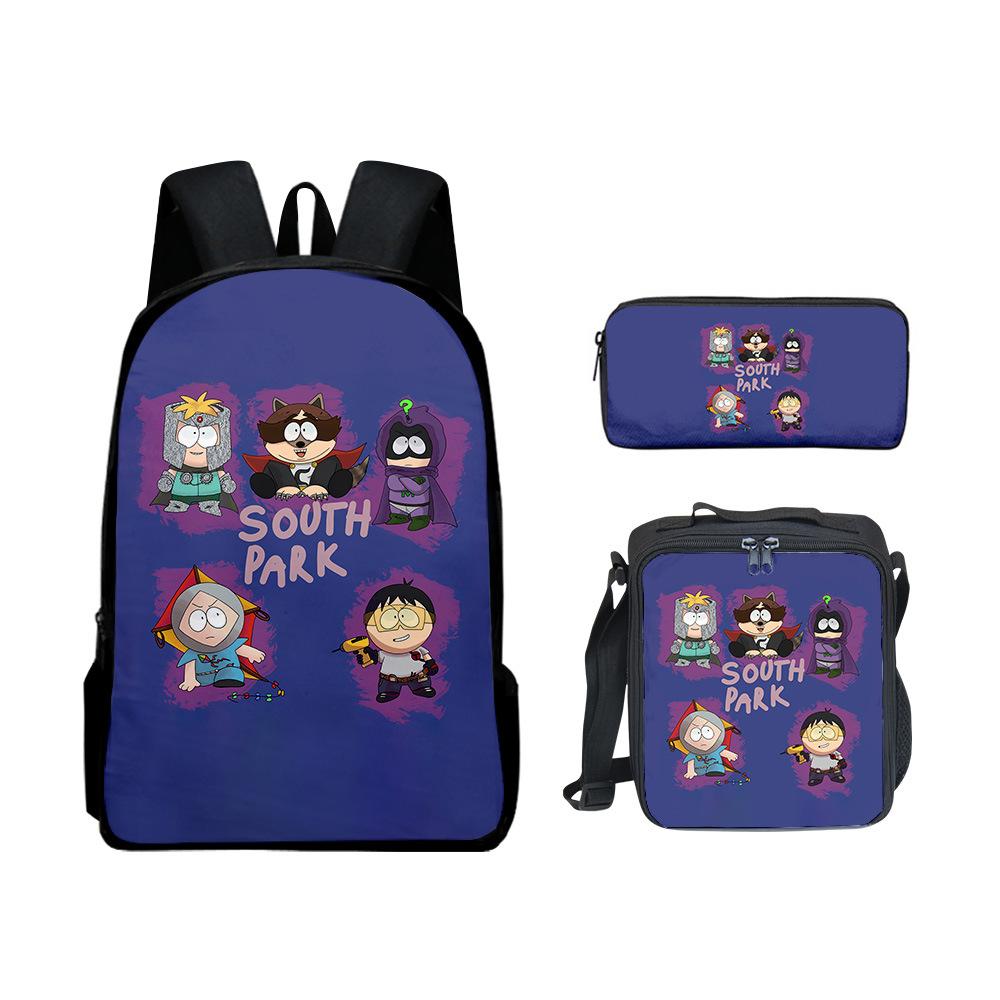 Trendy Popular Novelty SOUTH PARK 3D Printed 3pcs/Set Student School Bags Laptop Daypack Backpack Lunch bag Pencil Case