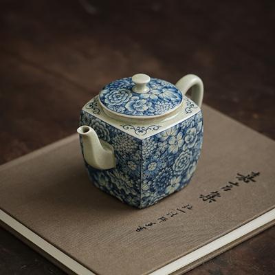 Керамический открывающийся сине-белый чайник, китайский керамический чайник для чайной церемонии, молочный улун, чай Те Гуань Инь, жасминовый чайный сервиз