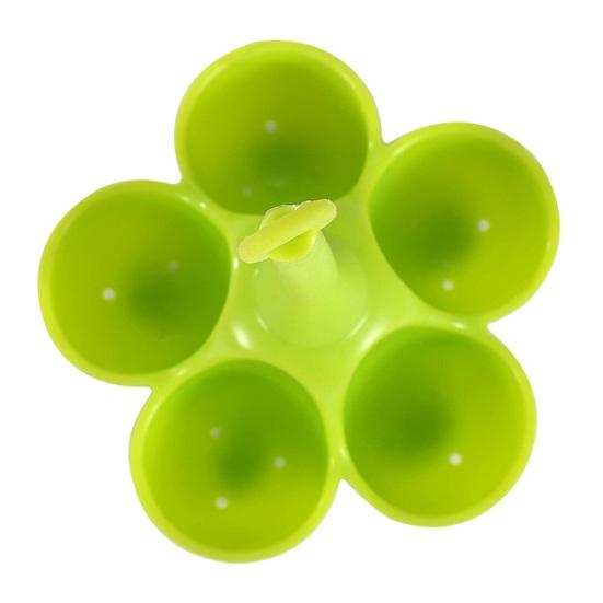 Silicone Egg Steamer 3/5 Cavities Long Handle Heat Resistant Easy Drainage Egg Cooker Steaming Cup Holder Kitchen Supplies