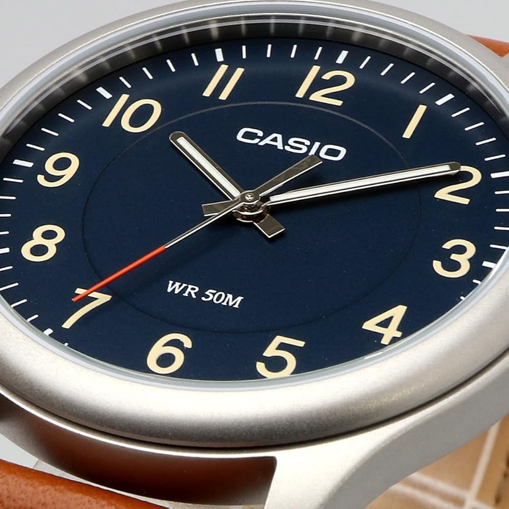 Casio Standard Quartz Men's Watch MTP-B160L-2BV Blue Dial Tan Leather Band Imported Model