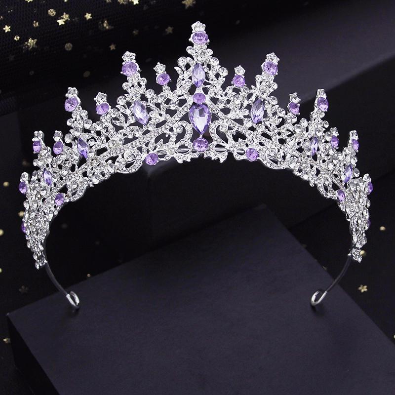 Green Crystal Wedding Crown for Queen Bridal Headdress Fashion Tiaras Hairwear Girls Prom Head Ornaments Jewelry