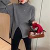 Lazy Wind Pullover Sweater Women's Autumn Winter Open Top Half High Neck Knitted Bottoming Shirt
