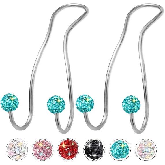 MTGOCHA Bling Purse Hook for Car Headrest, Upgraded Cute Car Seat Hooks for Bag Handbag, Durable Stainless Auto Purse Hanger Holder 2 Pack, White